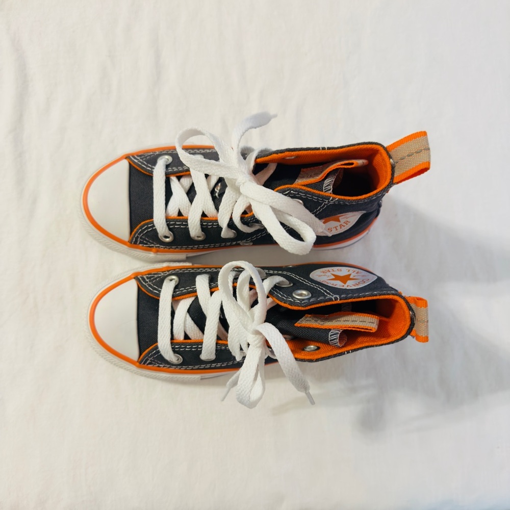Kids Brown and Orange High-Top Sneakers